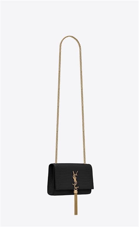 YSL kate small tassel crocodile